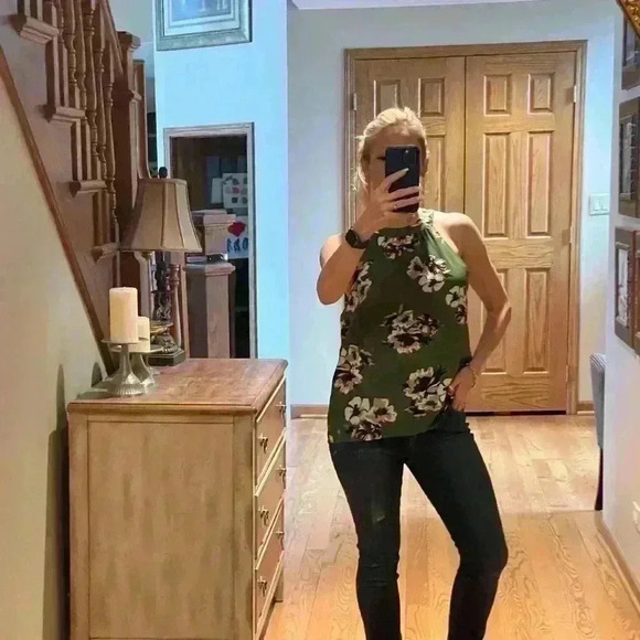 NWT 1.State Halter Tank Green Floral Size M Hyper Tropic Palm Leaf. - Picture 12 of 12